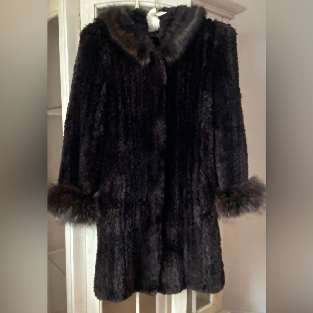 Luxurious Paula Lishman Knit Real Fur Coat - Dark Brown